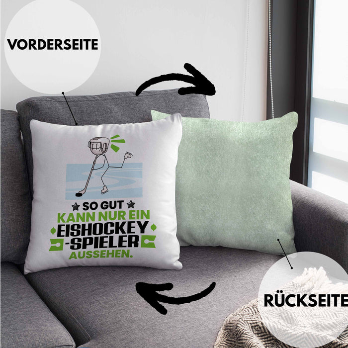 Eishockeyspieler Geschenk Kissen mit Füllung 40x40 So Gut Kann Nur Ein Eishockeyspieler Aussehen Geschenkidee (Grau) Grün Trendation