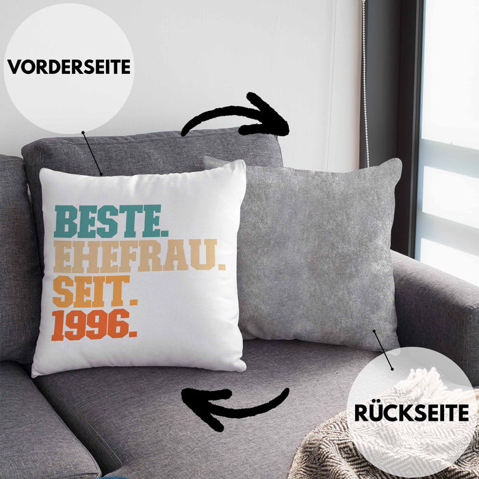 Beste Ehefrau Seit 1996 Geschenk JahrestagKissen mit Füllung 40x40 (Grau) Grau Trendation