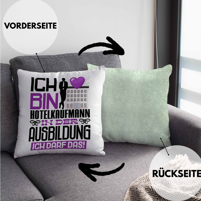 Hotelkaufmann Ausbildung Kissen mit Füllung 40x40 Geschenk Ich Bin Hotelkaufmann In Der Ausbildung Ich Darf Das Geschenkidee Spruch (Grau) Grün Trendation