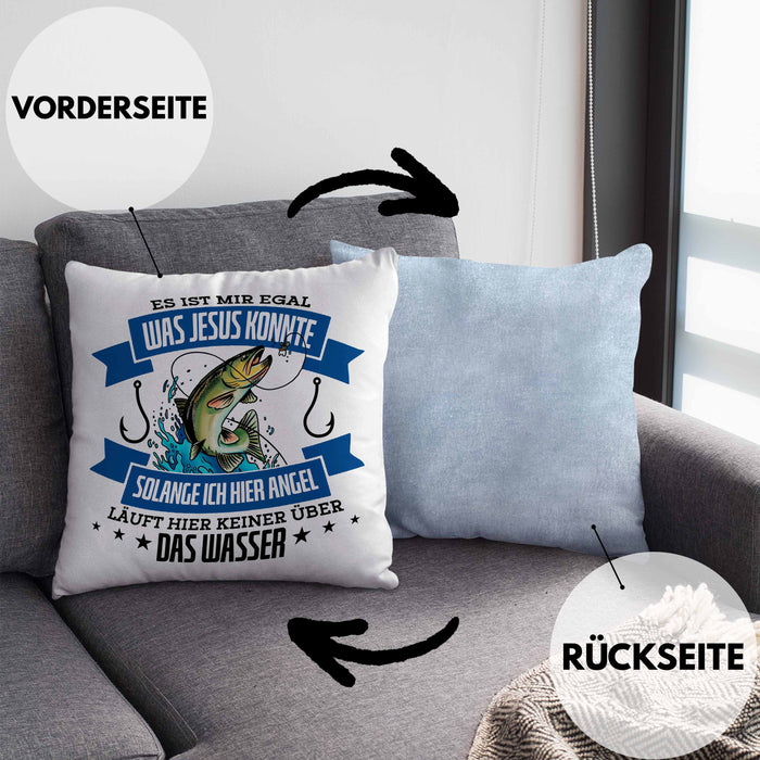 Lustige Kissen mit Füllung 40x40 für Angler Lustiger Spruch Geschenkidee (Grau) Blau Trendation