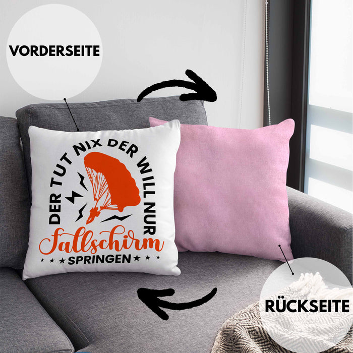 Kissen mit Füllung 40x40 Fallschirmspringer Geschenk Spruch Geschenkidee Fallschirm Springer (Grau) Rosa Trendation