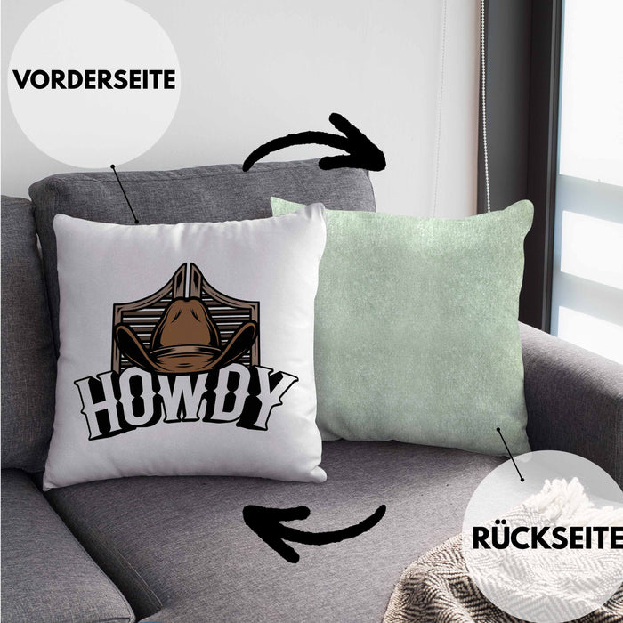 Lustige Kissen mit Füllung 40x40 für Line Dance Fans Howdy Cowboy Geschenkidee (Grau) Grün Trendation
