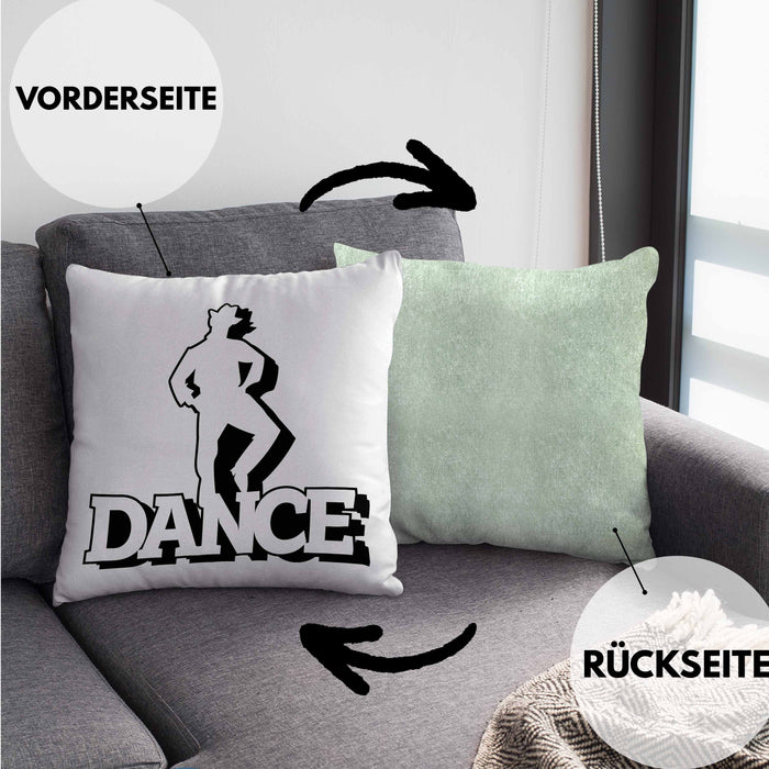 Lustige Tänzer Kissen mit Füllung 40x40 Geschenk für Tänzer und Tänzerinnen "Dance" (Grau) Grün Trendation