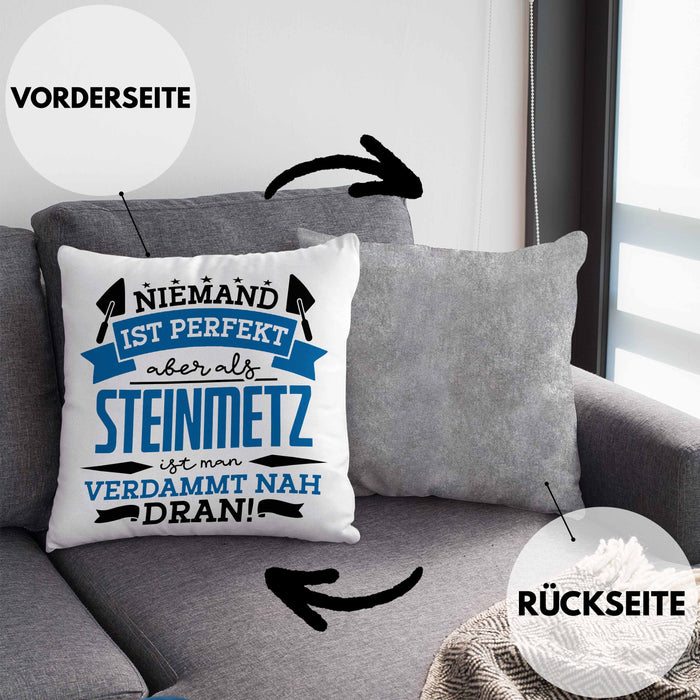 Steinmetz Kissen mit Füllung 40x40 Geschenk Spruch Geschenkidee Spruch Niemand Ist toll (Grau) Grau Trendation