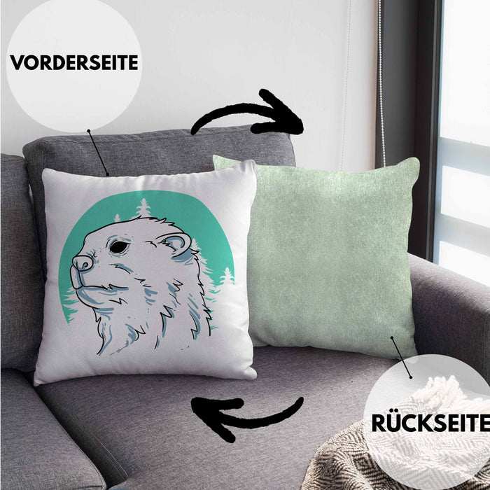 Otter Kissen mit Füllung 40x40 Geschenk Natur Otter-Liebhaber Geschenkidee Geburtstag (Grau) Grün Trendation