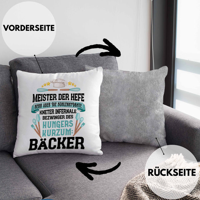 Bäcker Kissen mit Füllung 40x40 mit Spruch Geschenkidee Bäckerin Geschenk Männer Frauen (Grau) Grau Trendation