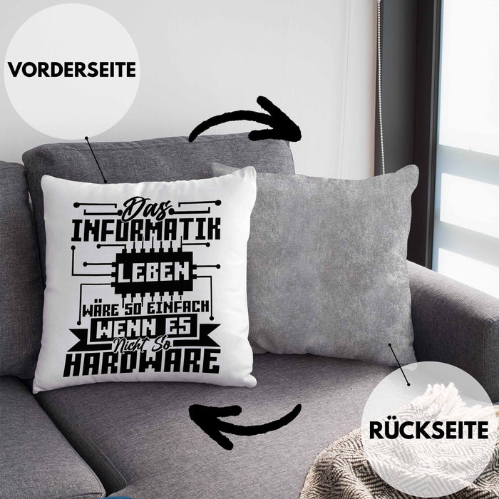 Informatiker Geschenk Kissen mit Füllung 40x40 Programmierer Coder Hardware Informatik IT (Grau) Grau Trendation