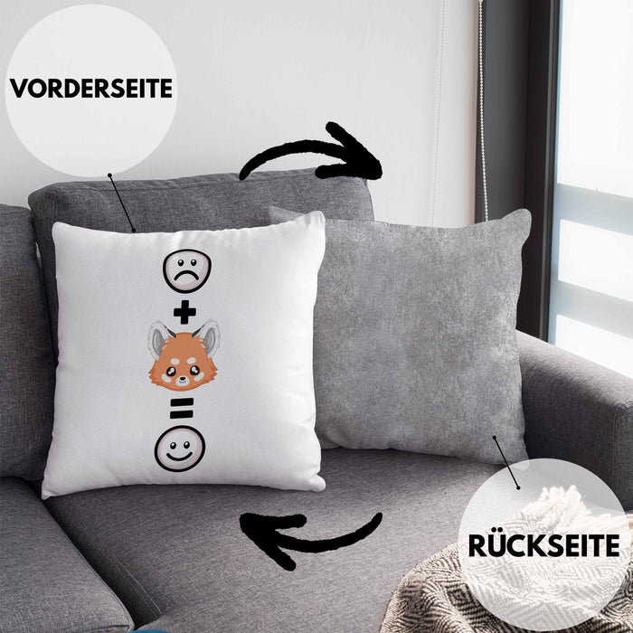 Roter Panda Kissen mit Füllung 40x40 Geschenk für Roter Panda Liebhaber :( + Roter Panda = :) Lustige Geschenkidee Geburtstag (Grau) Grau Trendation