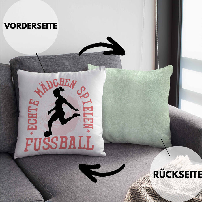 Mädchen Fußball Kissen mit Füllung 40x40 Geschenk Echte Mädchen Spielen Fußball Frauen-Fussball (Grau) Grün Trendation