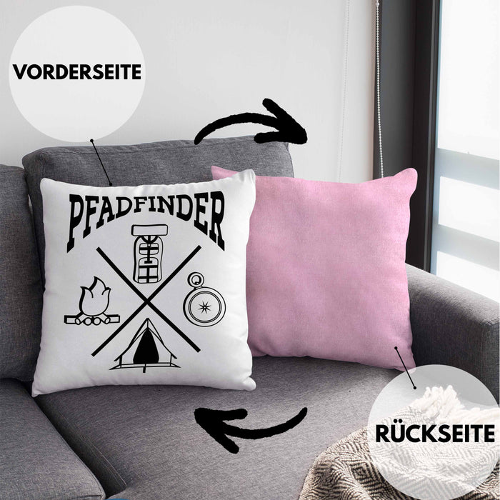 Pfadfinder Kissen mit Füllung 40x40 Geschenk Lustige Geschenkidee Für Pfadfinder (Grau) Rosa Trendation