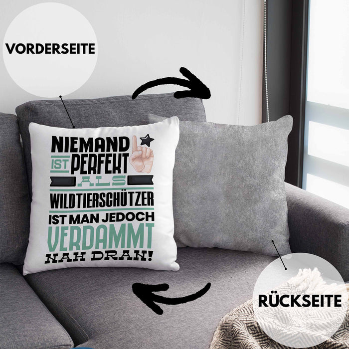Wildtierschützer Geschenk Kissen mit Füllung 40x40 Lustige Geschenkidee für Wildtierschützer Geburtstag Niemand Ist Perfekt Aber Als Wildtierschützer Ist Man Nah Dran (Grau) Grau Trendation