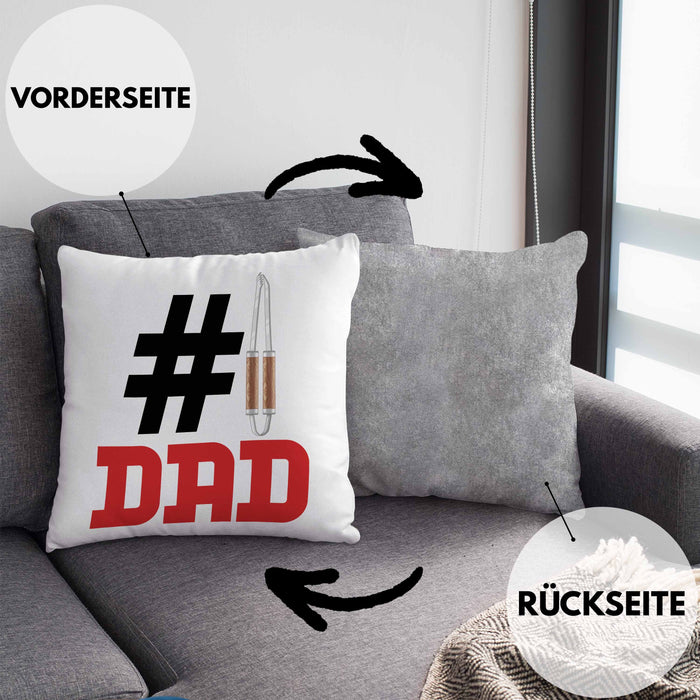 Grillen Nummer 1 Dad Vater Kissen mit Füllung 40x40 Geschenk Grillmeister Papa Geschenkidee Bester Papa Der Welt Vatertag Lustige Geschenkidee (Grau) Grau Trendation