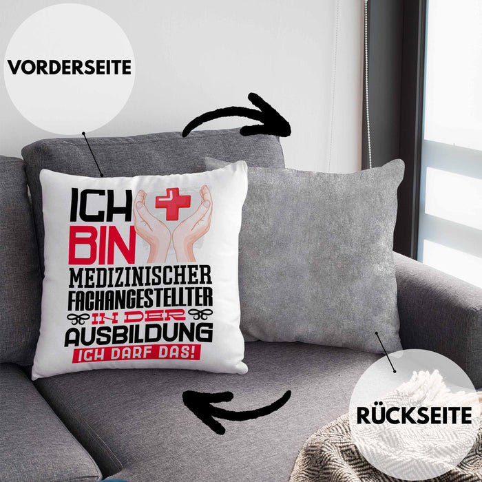 Medizinischer Fachangestellter Ausbildung Kissen mit Füllung 40x40 Geschenk Ich Bin Medizinischer Fachangestellter In Der Ausbildung Ich Darf Das Geschenkidee Spruch (Grau) Grau Trendation
