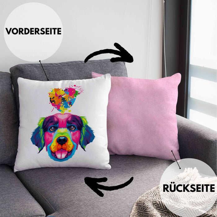 Golden Retriever Herz Farbe Besitzer Kissen mit Füllung 40x40 Geschenk Lustiger Spruch Geschenkidee Golden Retriever Liebhaber (Grau) Rosa Trendation