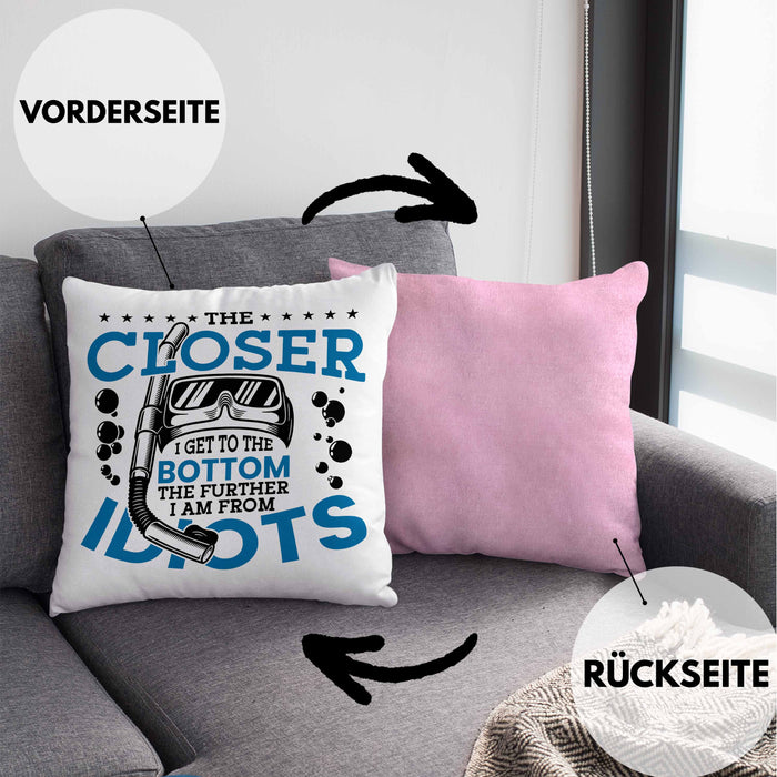 Taucher Geschenk Spruch Kissen mit Füllung 40x40 Tauchlehrer Geschenkidee Profi Taucher Humor (Grau) Rosa Trendation