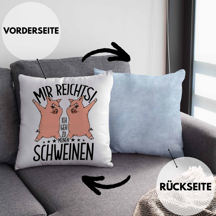 Lustige Kissen mit Füllung 40x40 Geschenk für Schweine-Bauer Geschenkidee Spruch (Grau) Blau Trendation
