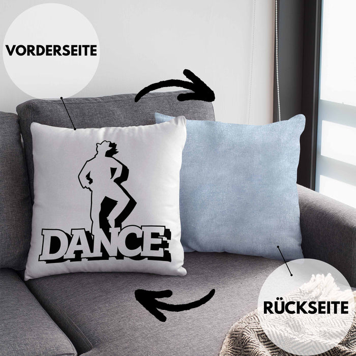 Lustige Tänzer Kissen mit Füllung 40x40 Geschenk für Tänzer und Tänzerinnen "Dance" (Grau) Blau Trendation