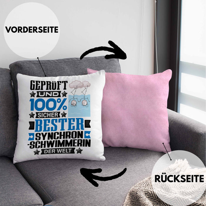 Synchronschwimmerin Geschenk Lustiger Spruch für Synchronschwimmerin Geschenkidee Bester Synchronschwimmerin Der WeltKissen mit Füllung 40x40 (Grau) Rosa Trendation