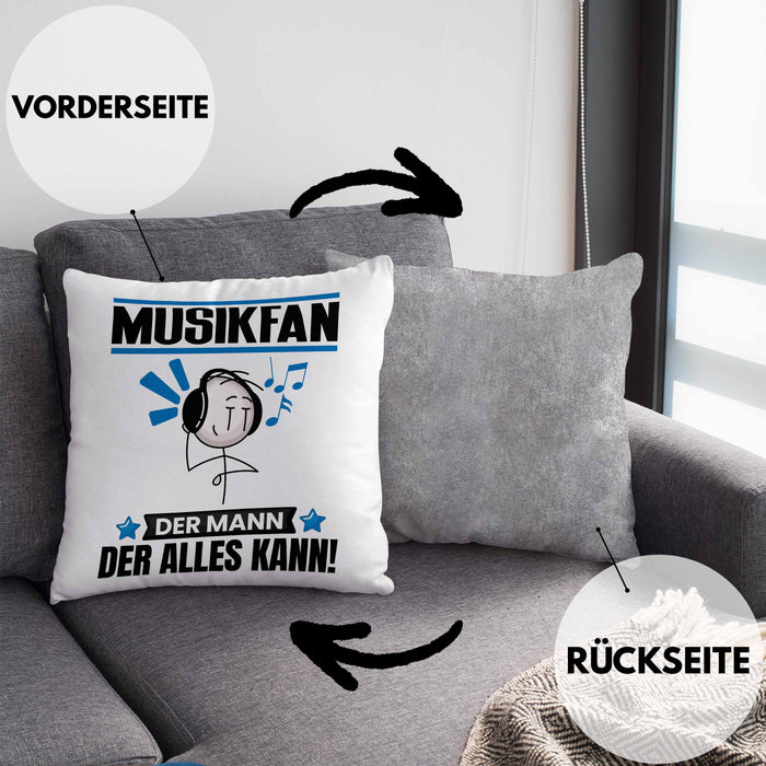 Musikfan Kissen mit Füllung 40x40 Geschenk für Musikfan Der Mann Der Alles Kann Geschenkidee zum Geburtstag (Grau) Grau Trendation