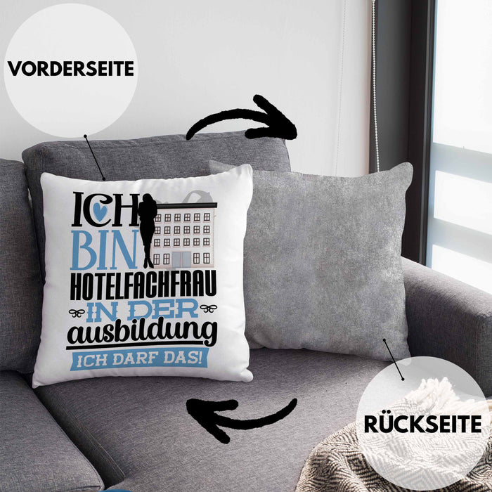 Hotelfachfrau Ausbildung Start Geschenk Kissen mit Füllung 40x40 Ich Bin Hotelfachfrau In Der Ausbildung Ich Darf Das Geschenkidee (Grau) Grau Trendation