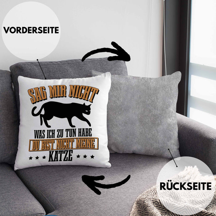 Lustige Kissen mit Füllung 40x40 für Katzenbesitzer Geschenk für Katzen-Mamas (Grau) Grau Trendation