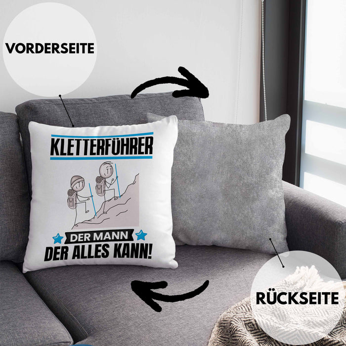 Kletterführer Kissen mit Füllung 40x40 Geschenk für Kletterführer Der Mann Der Alles Kann Geschenkidee zum Geburtstag (Grau) Grau Trendation