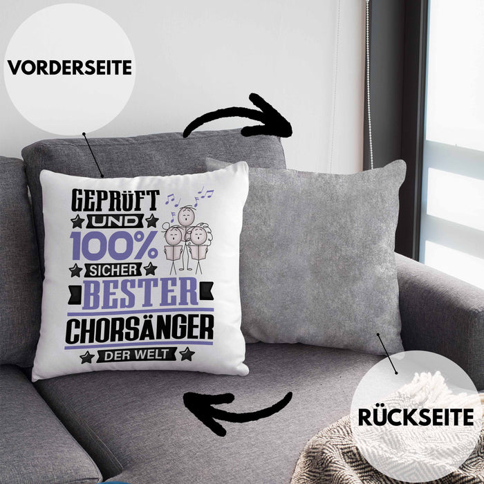 Chorsänger Geschenk Lustiger Spruch für Chorsänger Geschenkidee Bester Chorsänger Der WeltKissen mit Füllung 40x40 (Grau) Grau Trendation