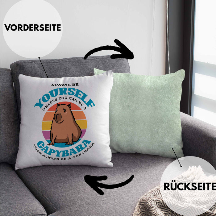 Kissen mit Füllung 40x40 Capybara-Spruch Geschenk für Capybara Liebhaber Geschenkidee (Grau) Grün Trendation