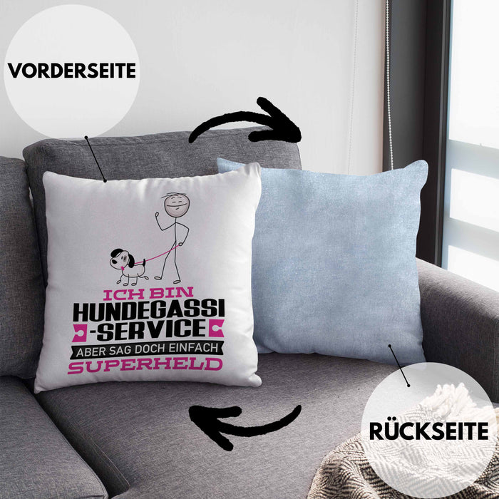 Hundegassi-Service Geschenk Kissen mit Füllung 40x40 Ich Bin Hundegassi-Service Aber Sag Doch Einfach Superheld Lustige Geschenkdiee für Hundegassi-Service (Grau) Blau Trendation