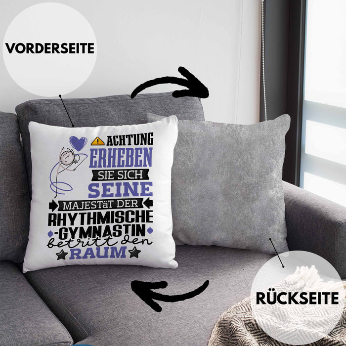 RhythmischeGymnastin Geschenk Kissen mit Füllung 40x40 Lustiger Spruch Erheben Sie Sich Der RhythmischeGymnastin Betritt den Raum (Grau) Grau Trendation