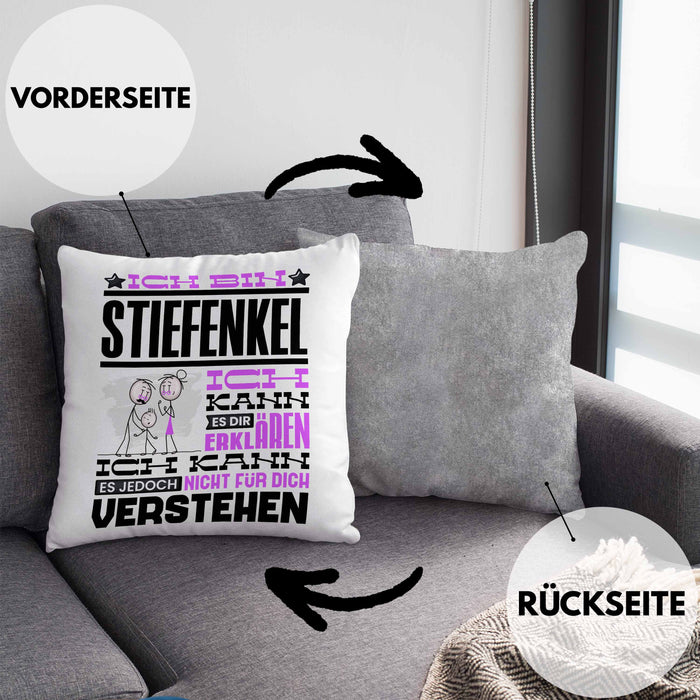 Stiefenkel Geschenk Kaffee-Kissen mit Füllung 40x40 Geschenkidee für Stiefenkel Ich Bin Stiefenkel Ich Kann Es Dir Erklären Jedoch Nicht Für Dich Verstehen Spruch Lustig (Grau) Grau Trendation