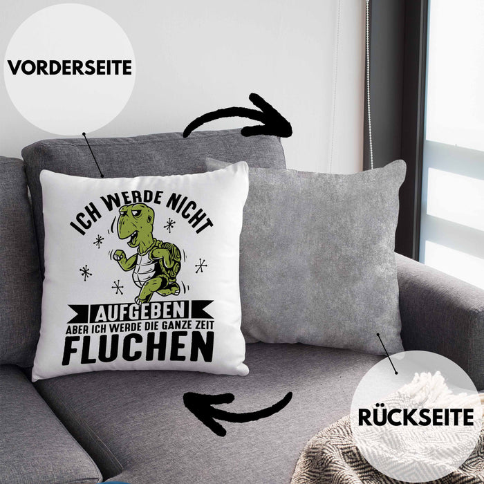 Wandern Kissen mit Füllung 40x40 Geschenk Ich Werde Nicht Aufgeben Aber Die Ganze Zeit Fluchen Wandern Geschenkidee Schildkröte (Grau) Grau Trendation
