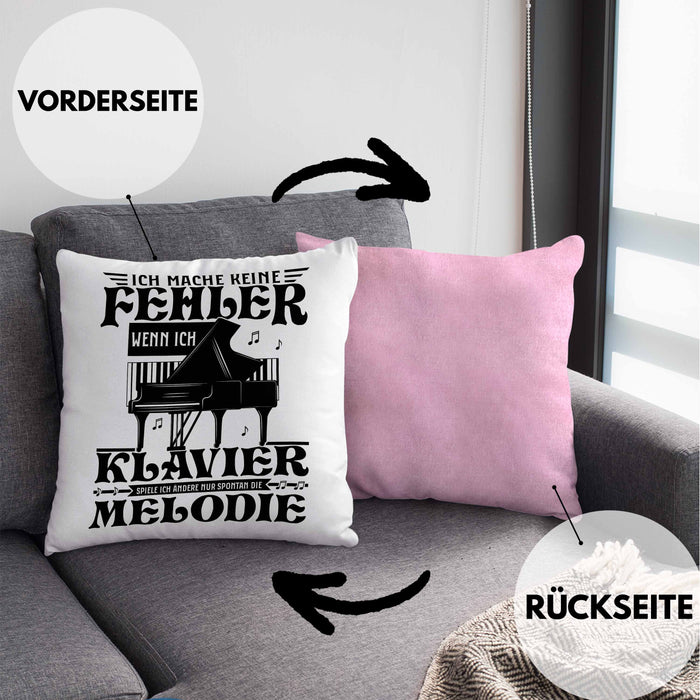 Klavier-Spieler Kissen mit Füllung 40x40 Geschenk Klavier Geschenkidee Flügel Musiker Ich Mache Keine Fehler Wenn Ich Klavier Spiele (Grau) Rosa Trendation