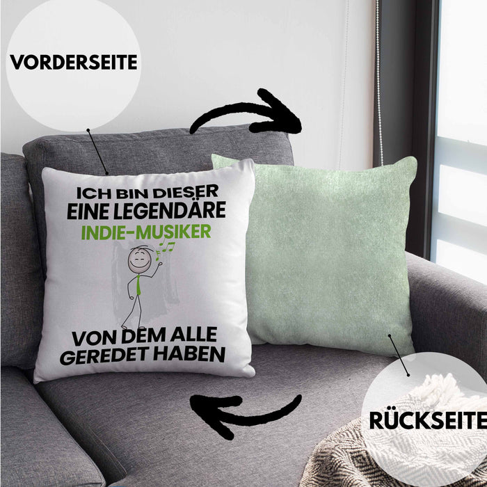 Indie-Musiker Geschenk Kissen mit Füllung 40x40 Lustige Geschenkidee Geburtstag für Indie-Musiker Ich Bin Dieser Legendäre Indie-Musiker Von Dem Alle Geredet Haben (Grau) Grün Trendation