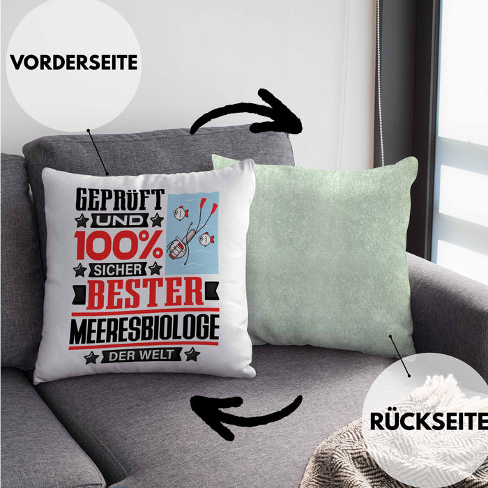 Meeresbiologe Geschenk Lustiger Spruch für Meeresbiologe Geschenkidee Bester Meeresbiologe Der WeltKissen mit Füllung 40x40 (Grau) Grün Trendation