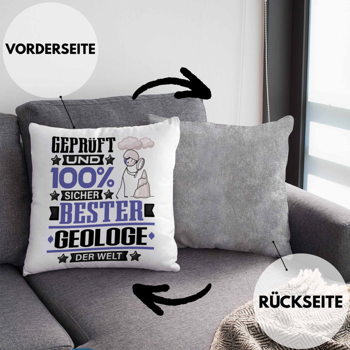 Geologe Geschenk Lustiger Spruch für Geologe Geschenkidee Bester Geologe Der WeltKissen mit Füllung 40x40 (Grau) Grau Trendation