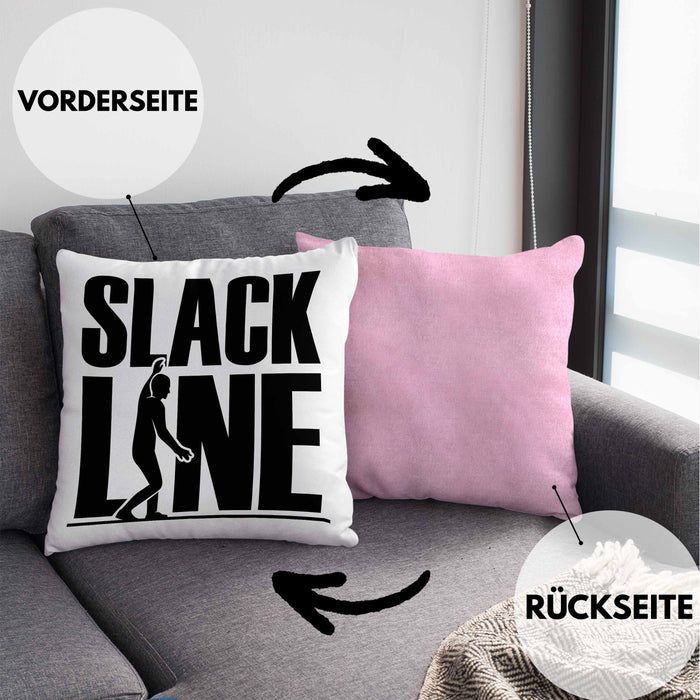 Lustige Kissen mit Füllung 40x40 für Slackliner Geschenk Slackline (Grau) Rosa Trendation