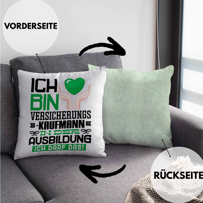 Versicherungskaufmann Ausbildung Kissen mit Füllung 40x40 Geschenk Ich Bin Versicherungskaufmann In Der Ausbildung Ich Darf Das Geschenkidee Spruch (Grau) Grün Trendation