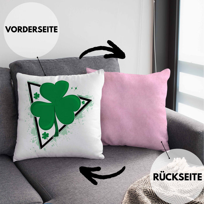 St Patricks Day Kissen mit Füllung 40x40 Kleeblatt Irisch Irland Geschenkidee (Grau) Rosa Trendation