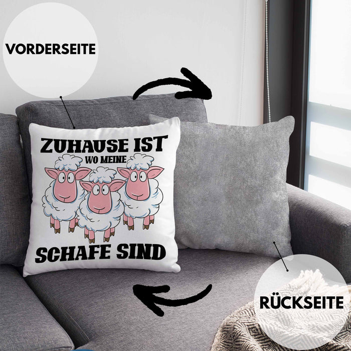 Lustige Kissen mit Füllung 40x40 Schaf Liebhaber Hirte Geschenk zum Geburtstag (Grau) Grau Trendation