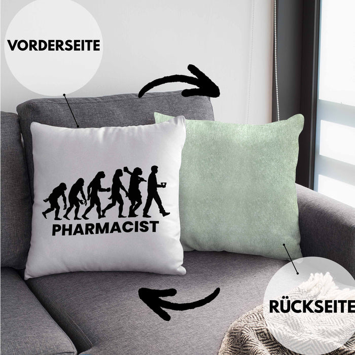 Apotheker Kissen mit Füllung 40x40 Geschenk Apothekerin Geschenkidee Evolution (Grau) Grün Trendation