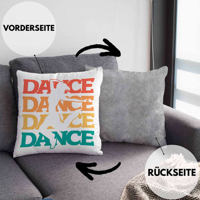 Lustige Tänzer Kissen mit Füllung 40x40 Geschenk für Tanzbegeisterte Tanzlehrer Grafik Dance (Grau) Grau Trendation