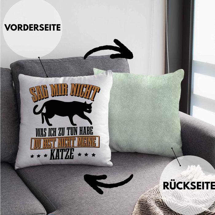 Lustige Kissen mit Füllung 40x40 für Katzenbesitzer Geschenk für Katzen-Mamas (Grau) Grün Trendation