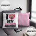 Französische Bulldogge Besitzerin Kissen mit Füllung 40x40 Geschenk Lustiger Spruch Geschenkidee I Love My Französische Bulldogge (Grau) Rosa Trendation
