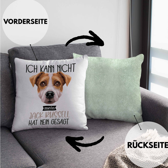 Jack Russell Besitzer Kissen mit Füllung 40x40 Geschenk Lustiger Spruch Geschenkidee Ich Kann Nicht Mein Jack Russell Hat Nein Gesagt (Grau) Grün Trendation