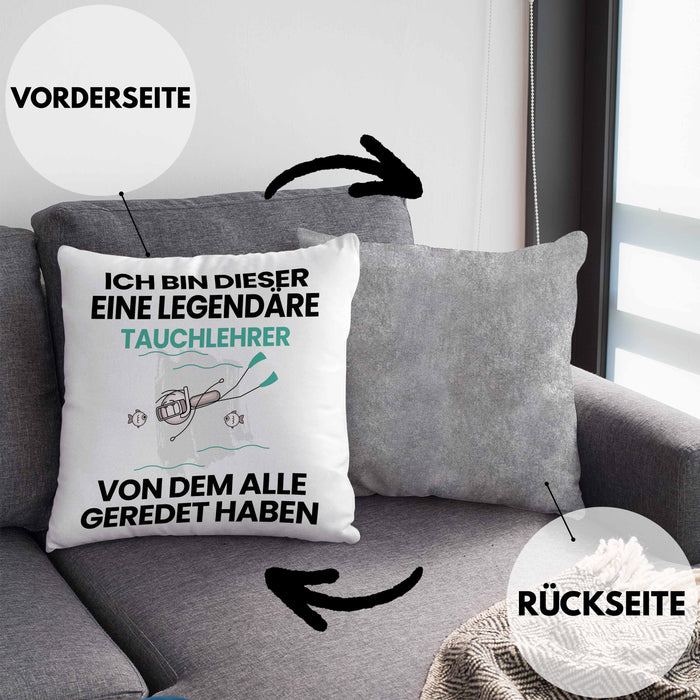 Tauchlehrer Geschenk Kissen mit Füllung 40x40 Lustige Geschenkidee Geburtstag für Tauchlehrer Ich Bin Dieser Legendäre Tauchlehrer Von Dem Alle Geredet Haben (Grau) Grau Trendation