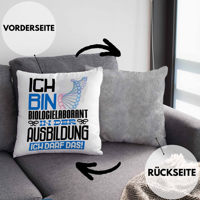 Biologielaborant Ausbildung Kissen mit Füllung 40x40 Geschenk Ich Bin Biologielaborant In Der Ausbildung Ich Darf Das Geschenkidee Spruch (Grau) Grau Trendation