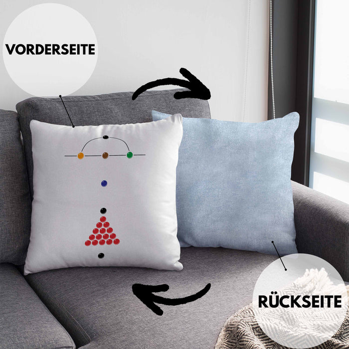 Billard Pool Kissen mit Füllung 40x40 Geschenk Queu Geschenkidee Spruch Grafik Plan (Grau) Blau Trendation