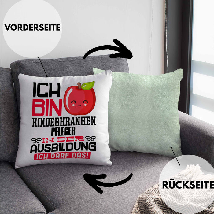 Kinderkrankenpfleger Ausbildung Kissen mit Füllung 40x40 Geschenk Ich Bin Kinderkrankenpfleger In Der Ausbildung Ich Darf Das Geschenkidee Spruch (Grau) Grün Trendation