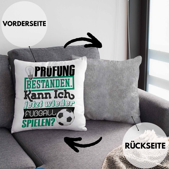 Bachelor Master Prüfung Bestanden Geschenk Kissen mit Füllung 40x40 Studium Prüfung Bestanden Kann Ich Jetzt Wieder Fußball Spielen Fußballer Geschenkidee (Grau) Grau Trendation